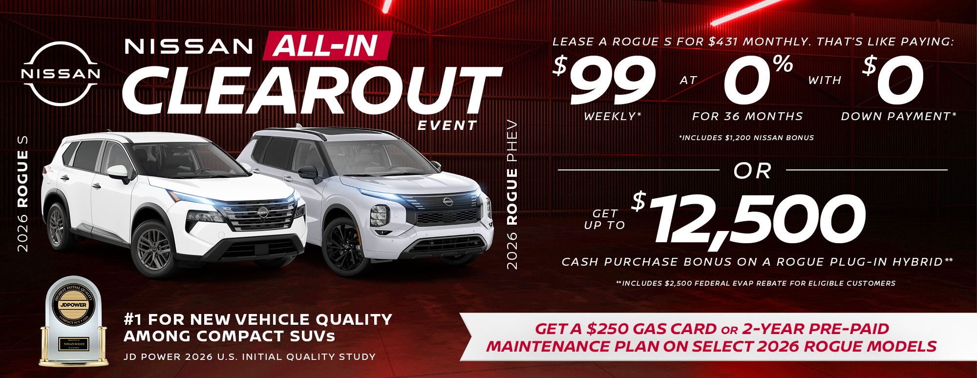 Nissan - Rogue S and Phev lease