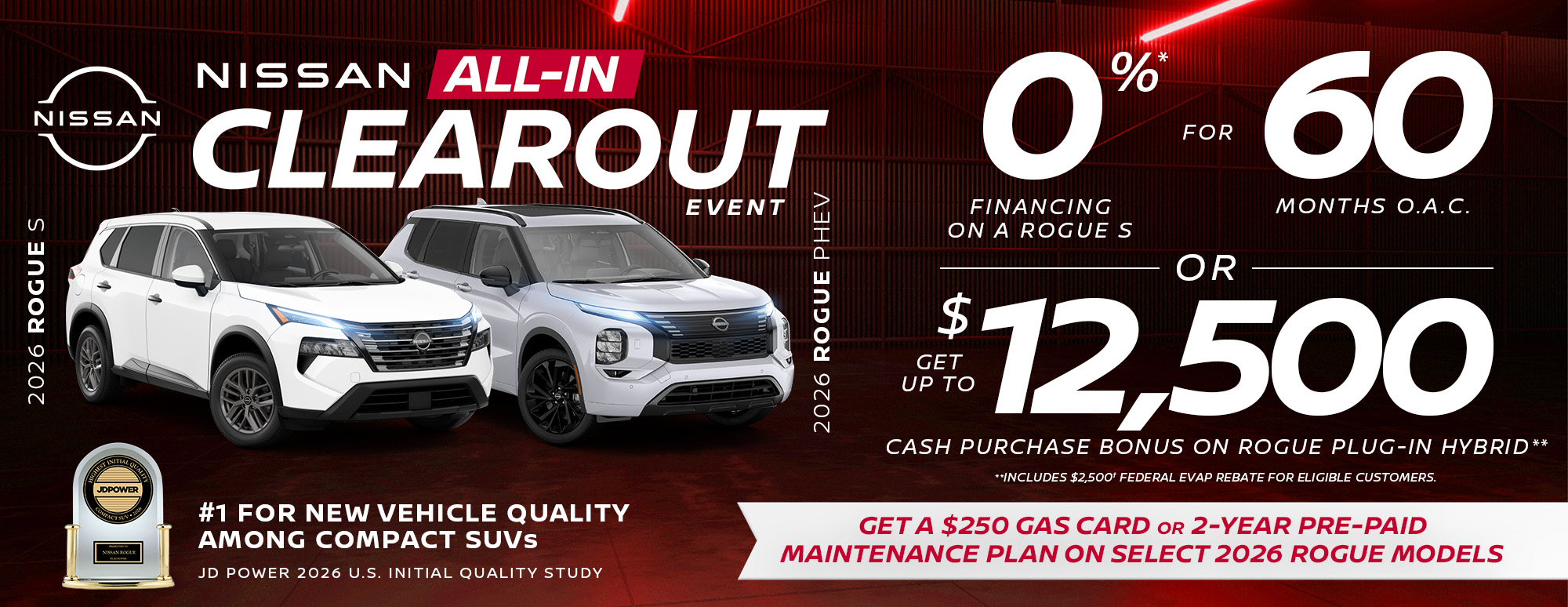 Nissan Rogue S and PHEV finance offer