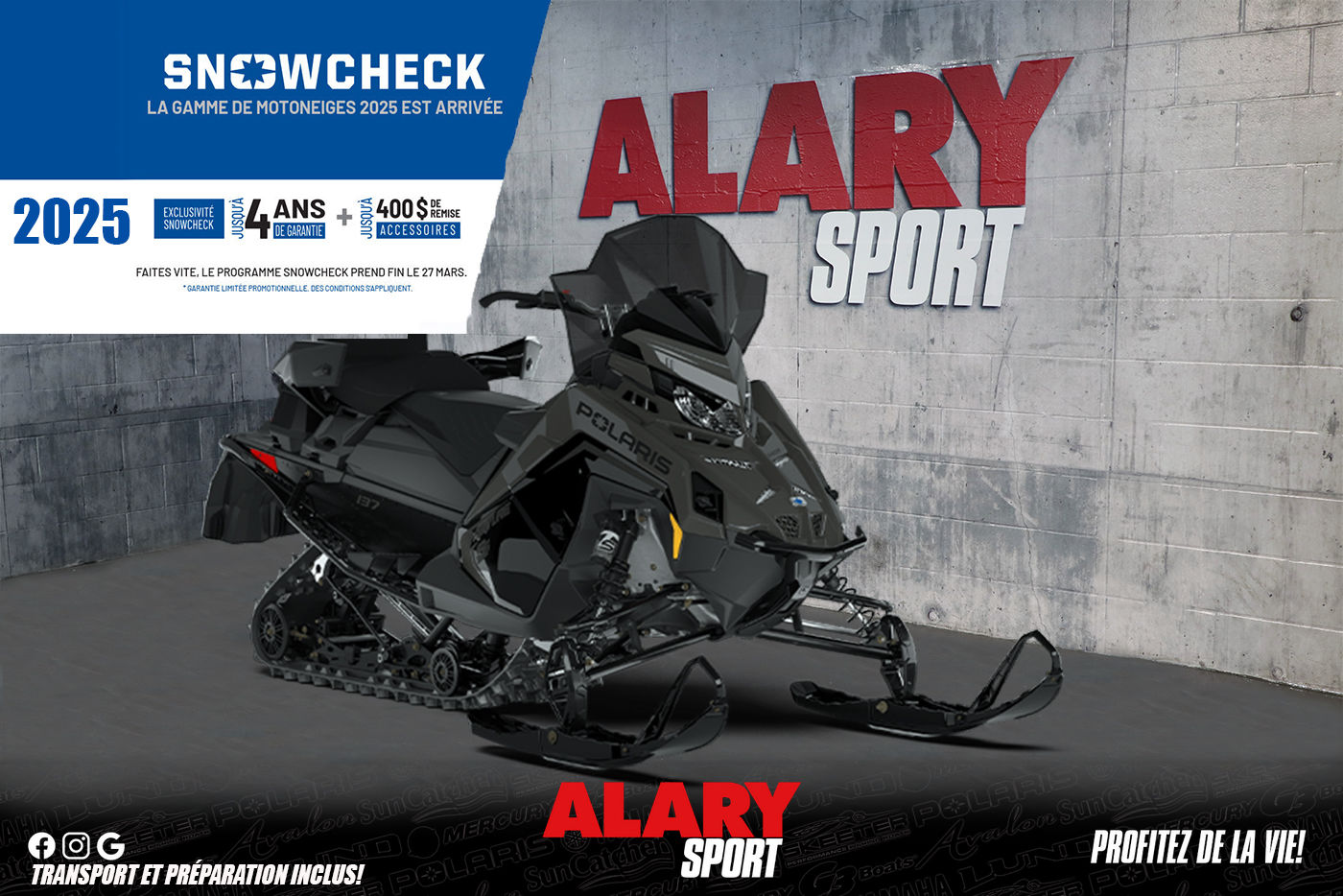 Snowmobile Polaris in our Complete inventory in Saint - Alary Sport