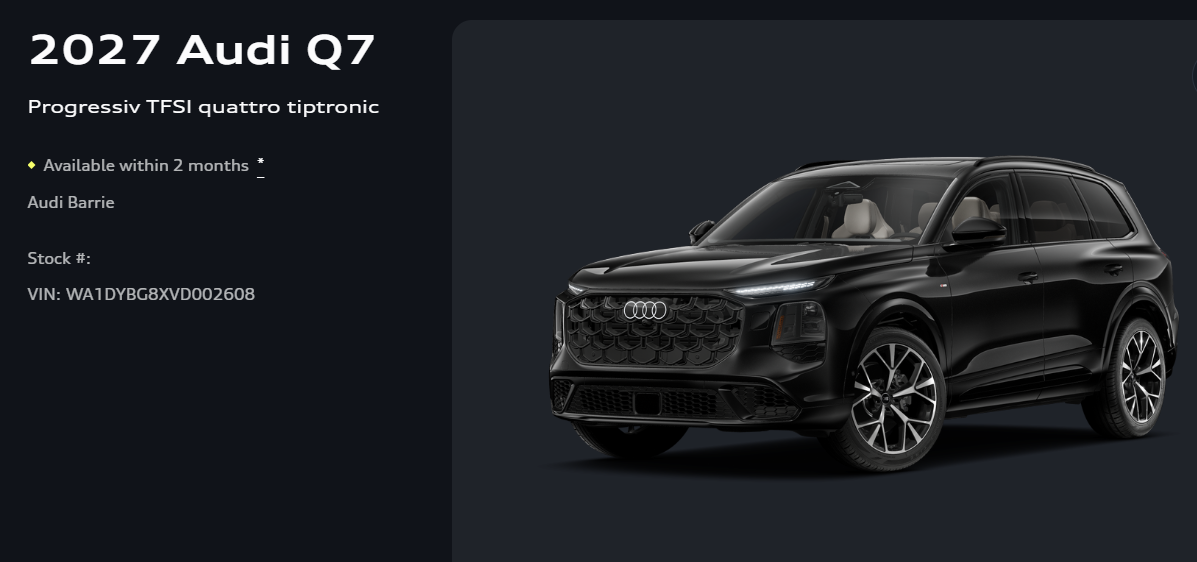 2027 Audi All-new Q7 in Barrie, Ontario