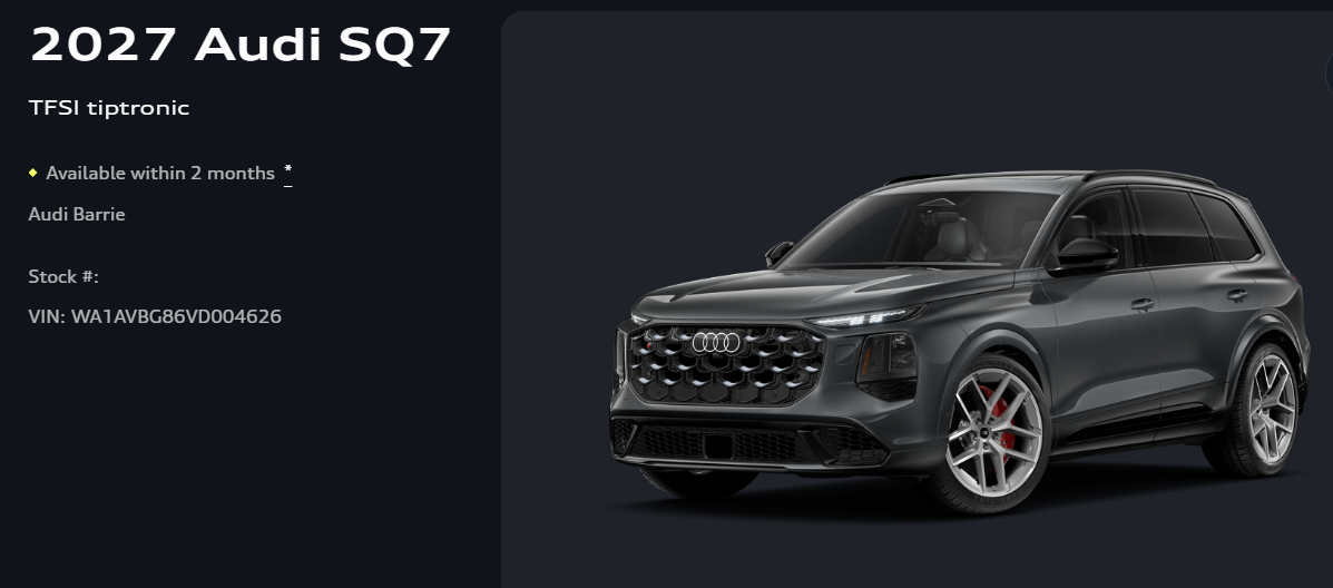 Audi All-new SQ7  2027 à Barrie, Ontario
