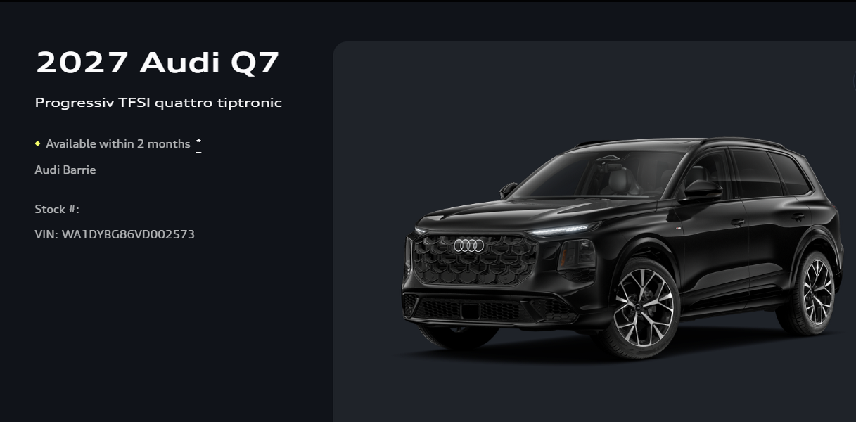 Audi All-new Q7  2027 à Barrie, Ontario