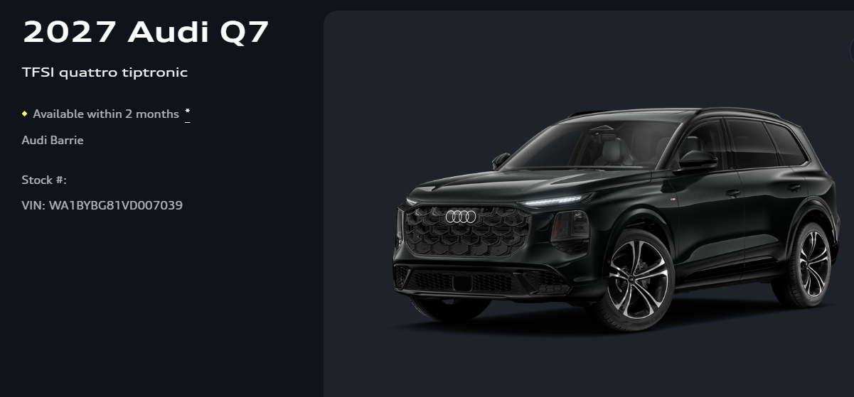Audi All-new Q7  2027 à Barrie, Ontario