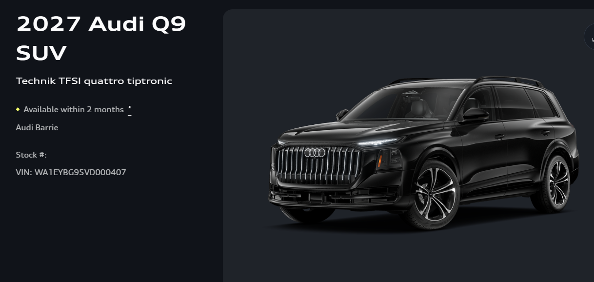 2027 Audi All-new Q9 in Barrie, Ontario