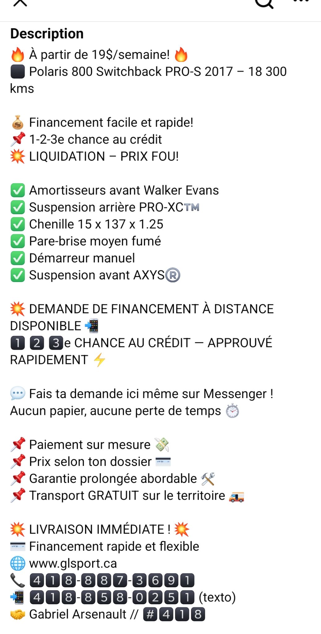 Polaris 800 SWITCHBACK PRO-S 800  2017