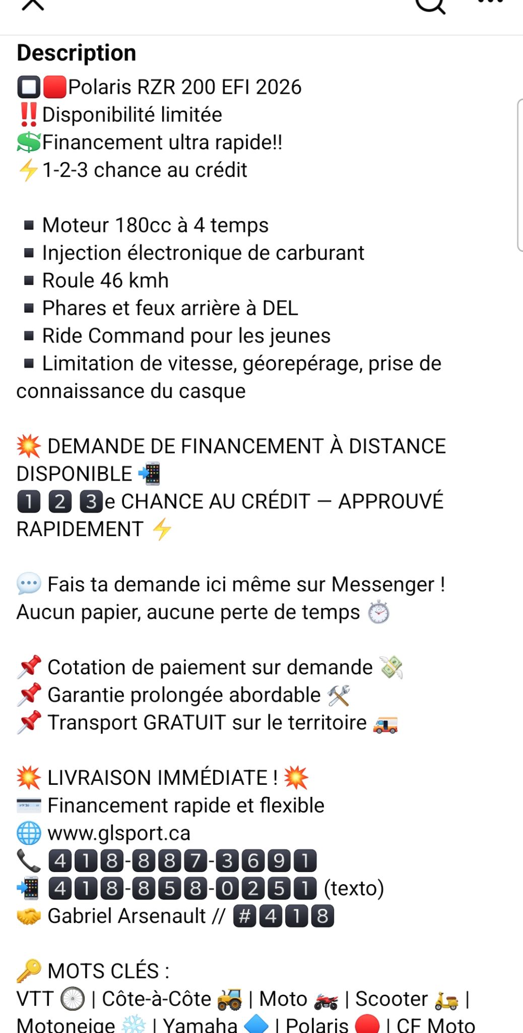 2026 Polaris RZR 200 EFI