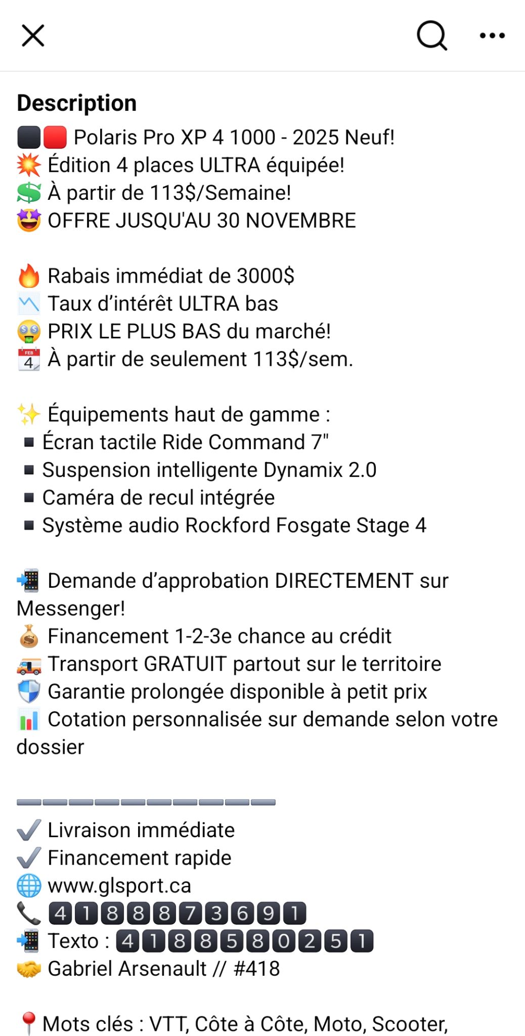 2025 Polaris RZR PRO XP 4 1000 ULTIMATE