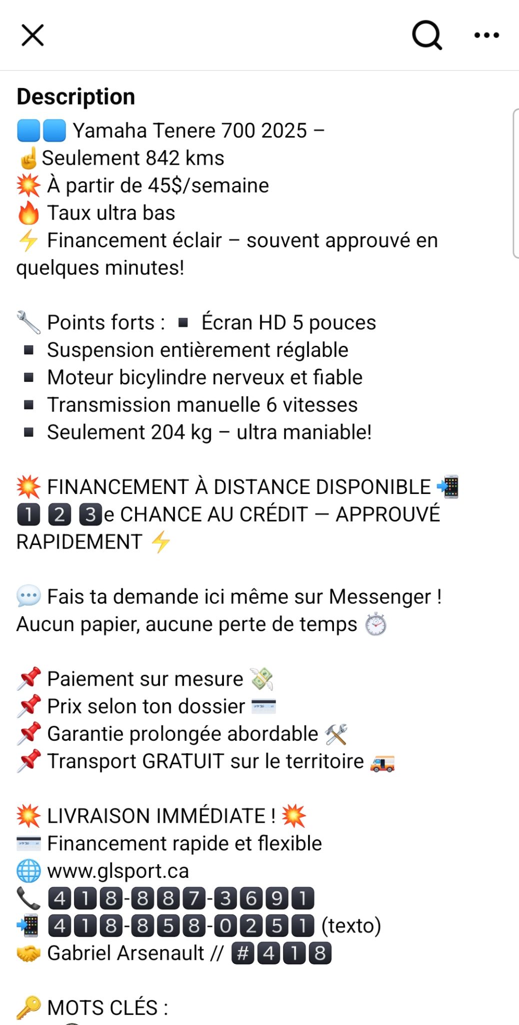 Yamaha TÉNÉRÉ 700  2025