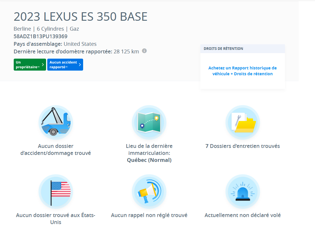 Lexus ES  2023 à Laval, Québec
