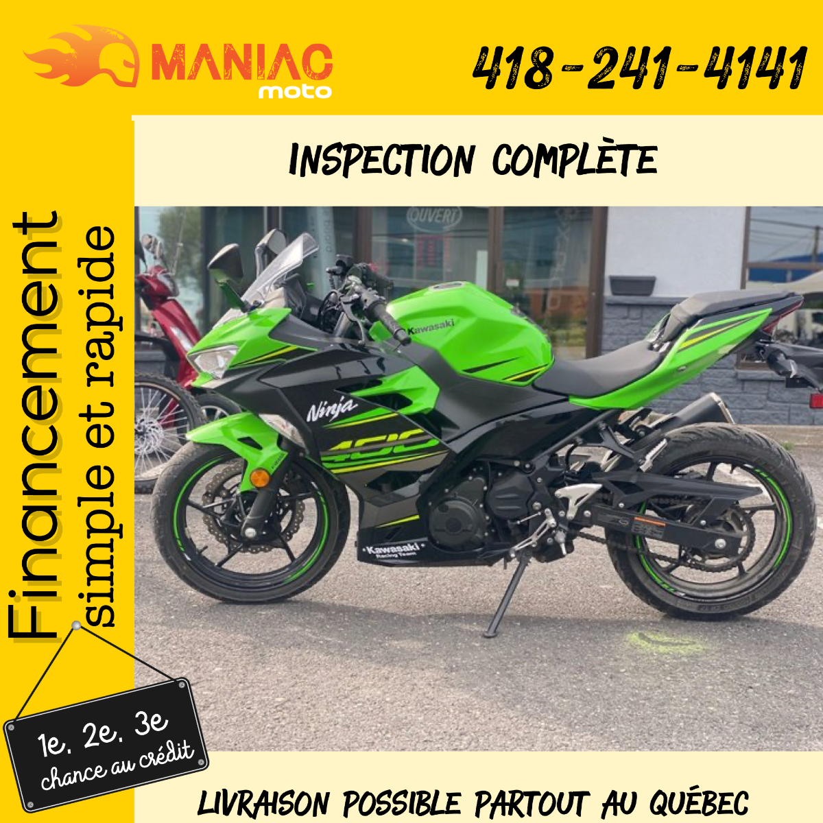 2018 Kawasaki NINJA EX400 KRT M267B Maniac Moto in Montmagny