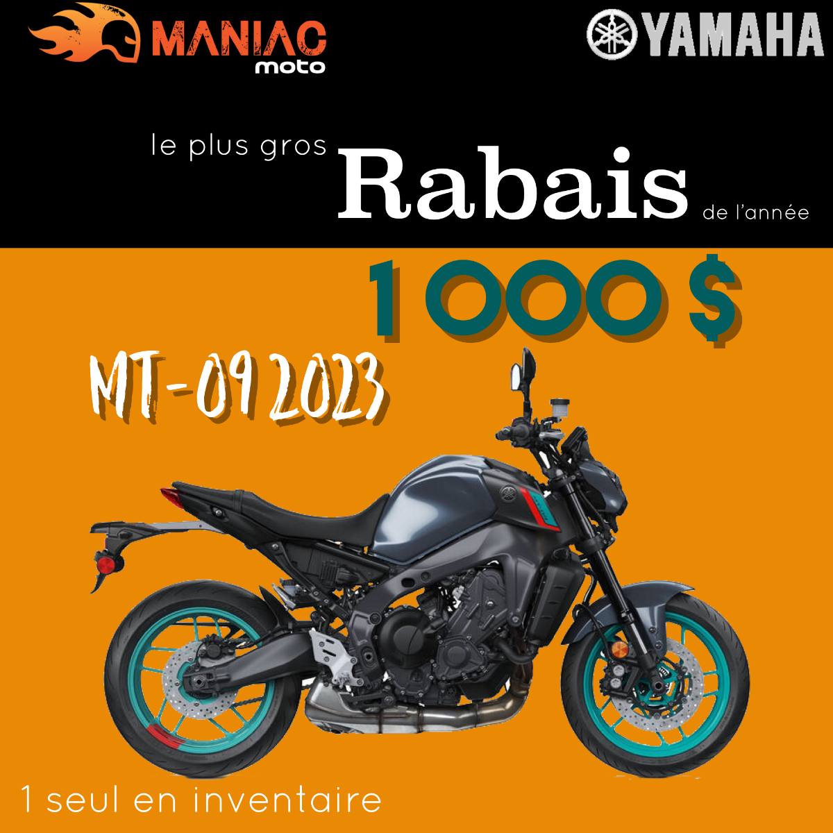 2023 Yamaha MT 09 stock Maniac Moto in Montmagny