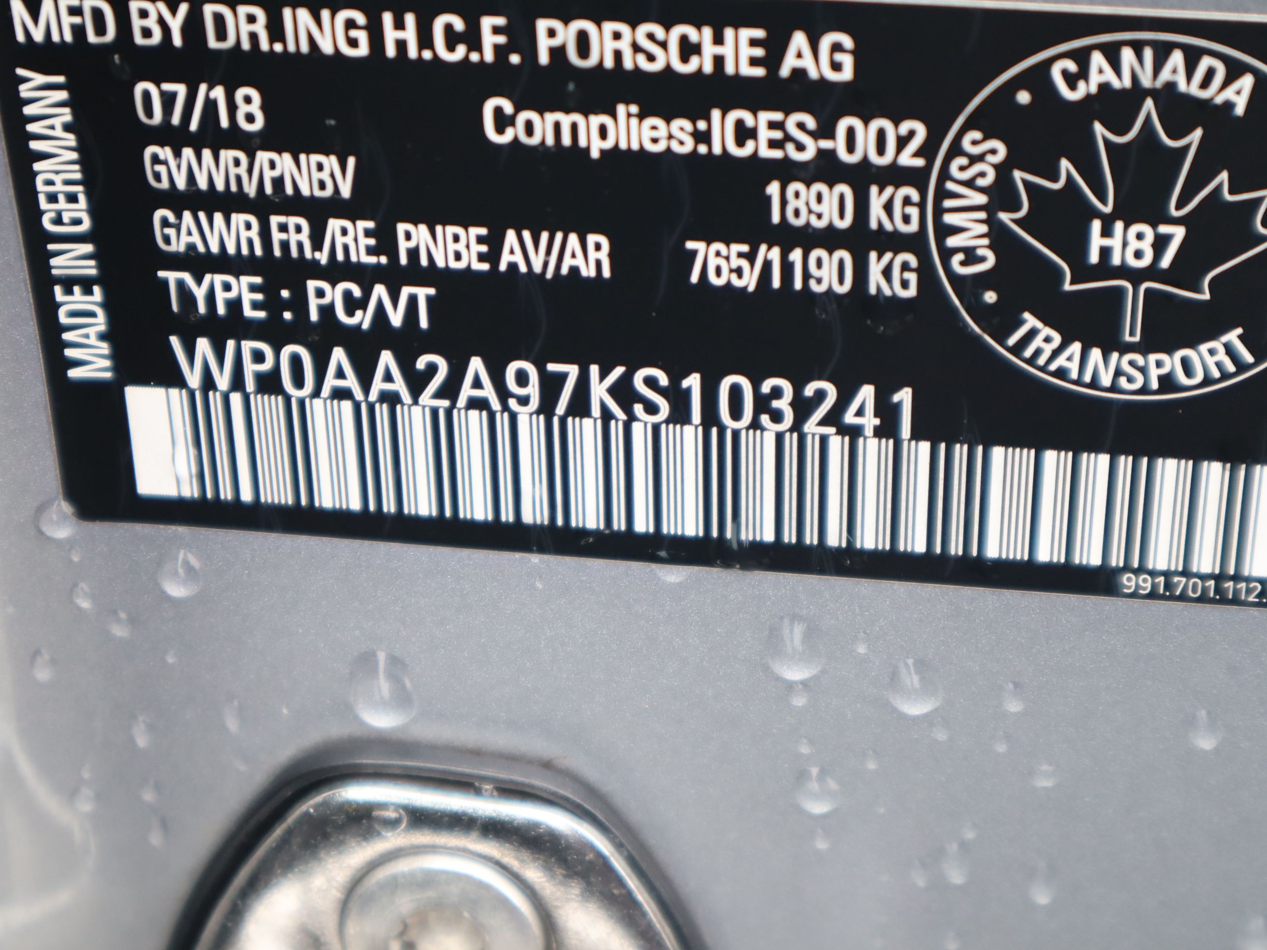 Porsche 911  2019 à Vancouver, Colombie-Britannique