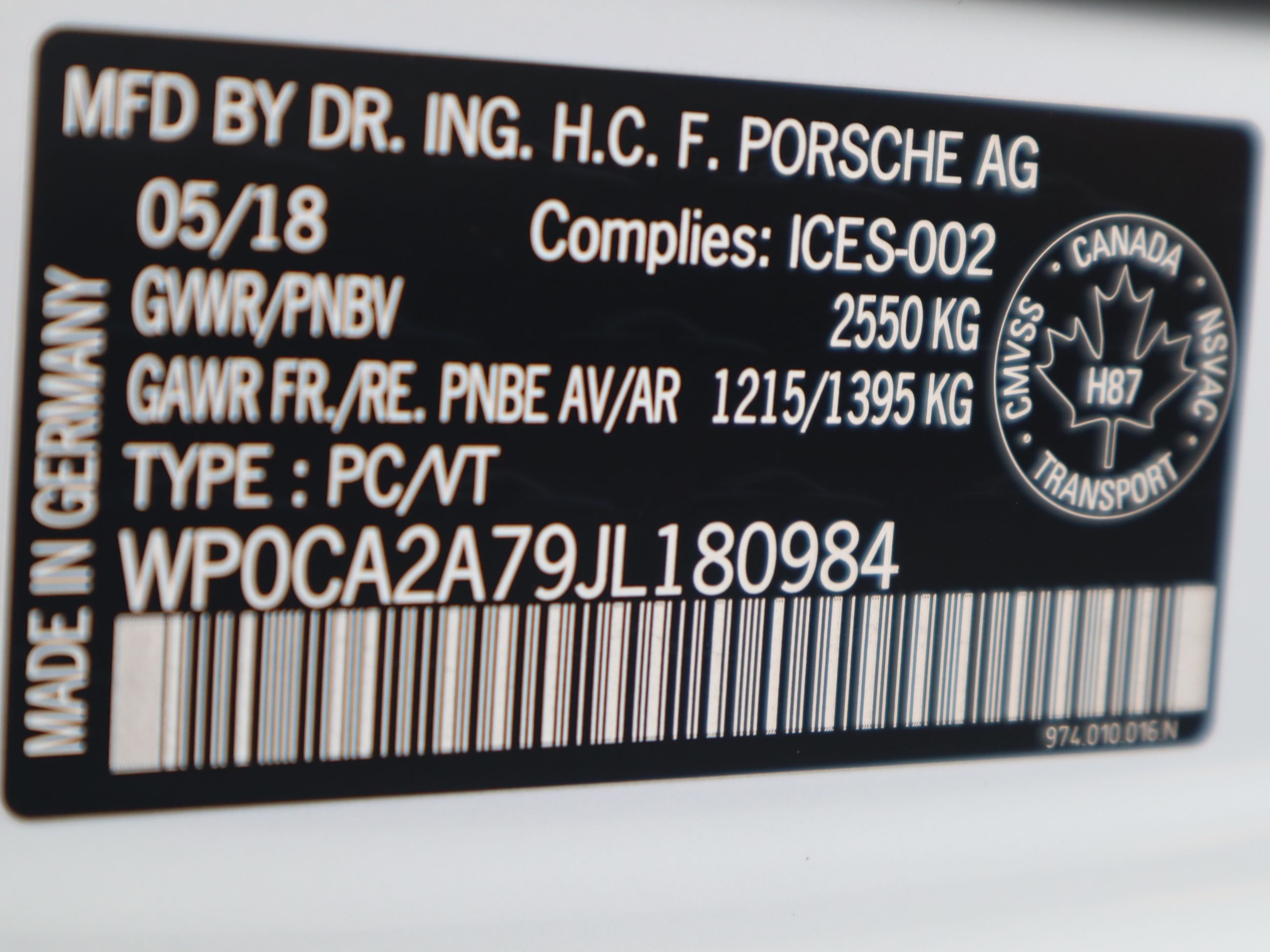 Porsche Panamera  2018 à Vancouver, Colombie-Britannique