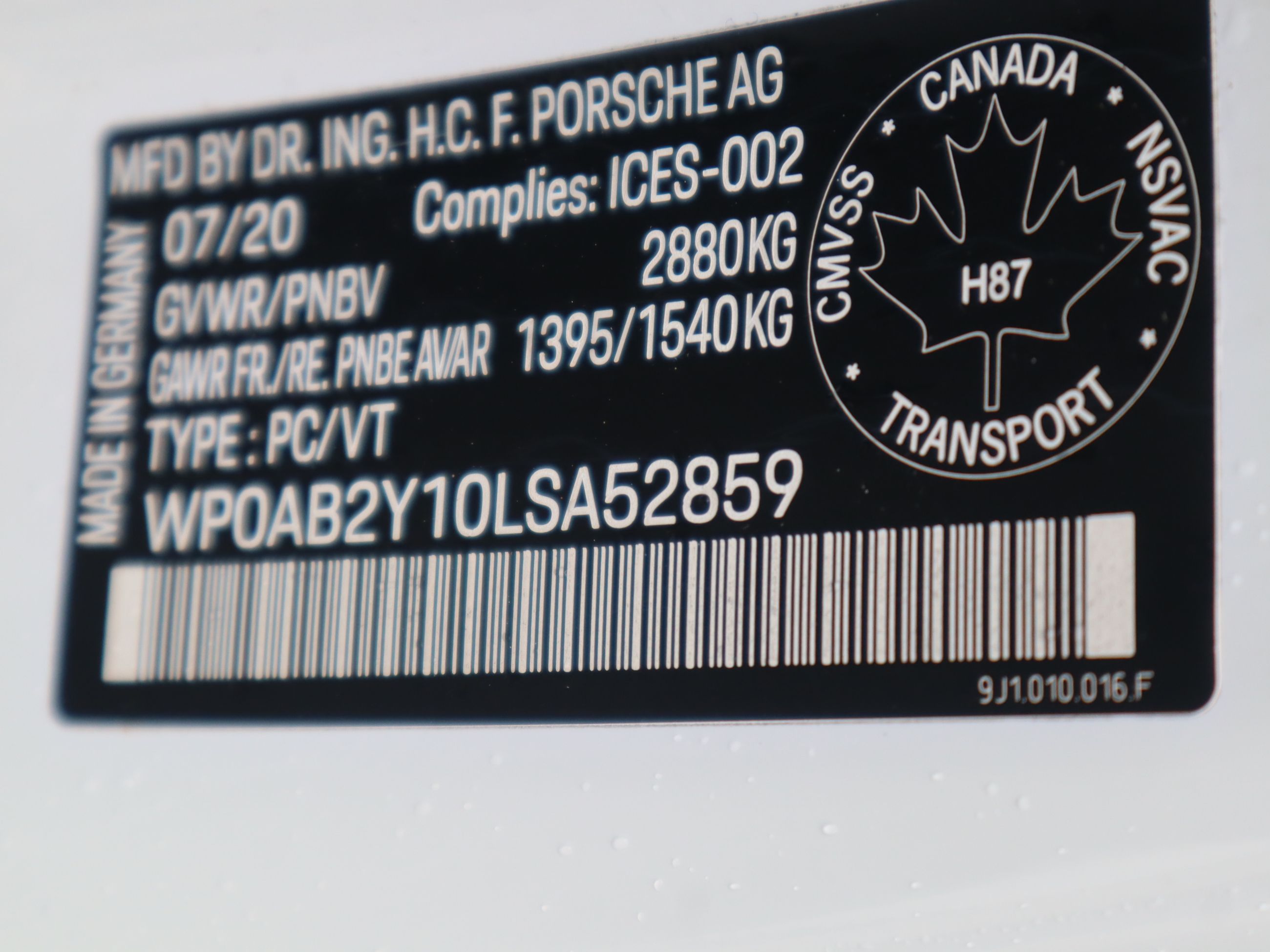2020 Porsche Taycan in Vancouver, British Columbia
