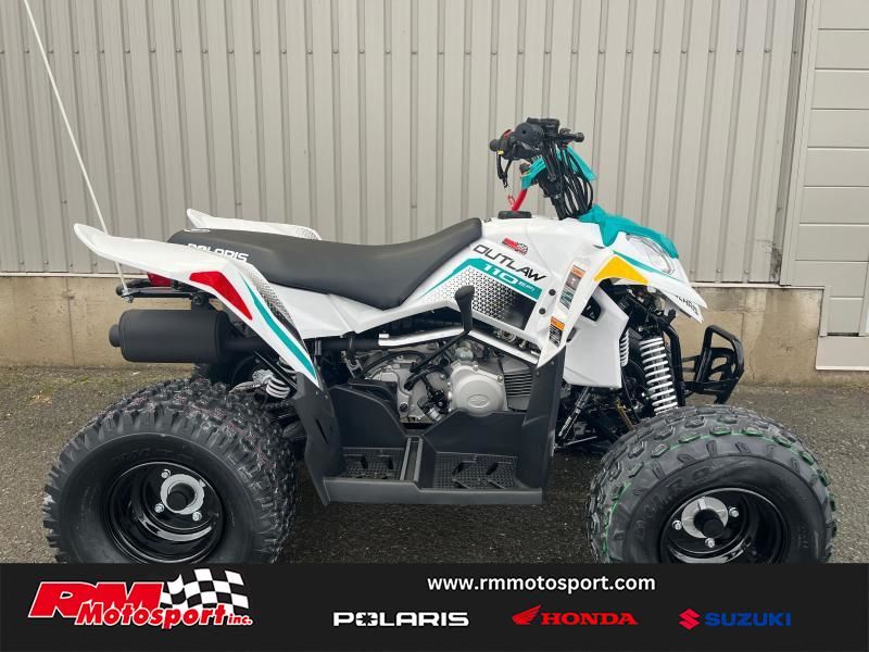 2025 Polaris OUTLAW 110 EFI - BRIGHT WHITE / RAD GREEN