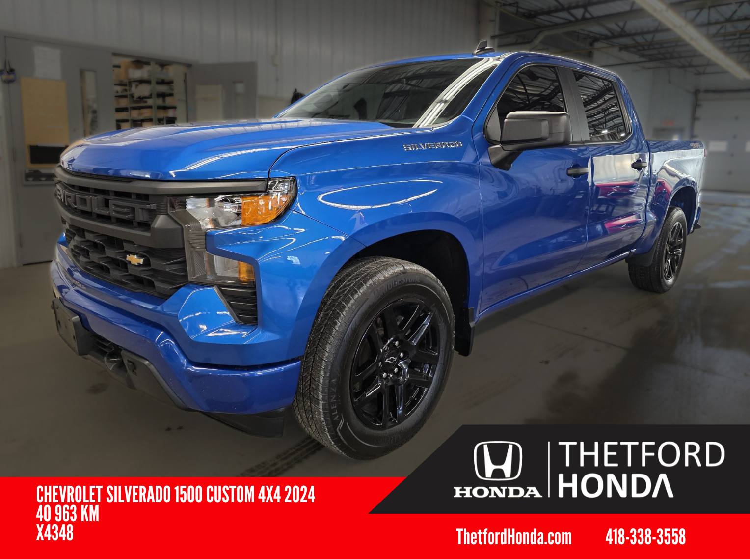 2024 Chevrolet Silverado 1500 Custom 4X4 **CREW CAB ** MAGS 20 PO NOIRS ** 2.7L TURBO