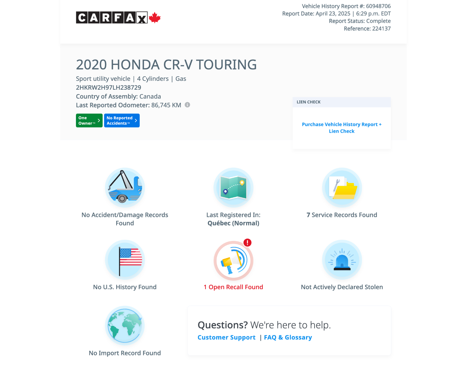 Honda CR-V Touring AWD 2020-2