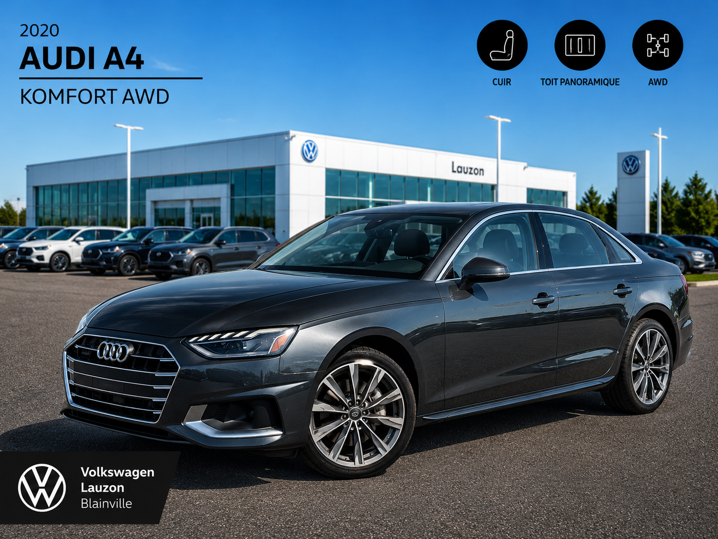 2020 Audi A4 KOMFORT+CUIR+TOIT+AWD+LED