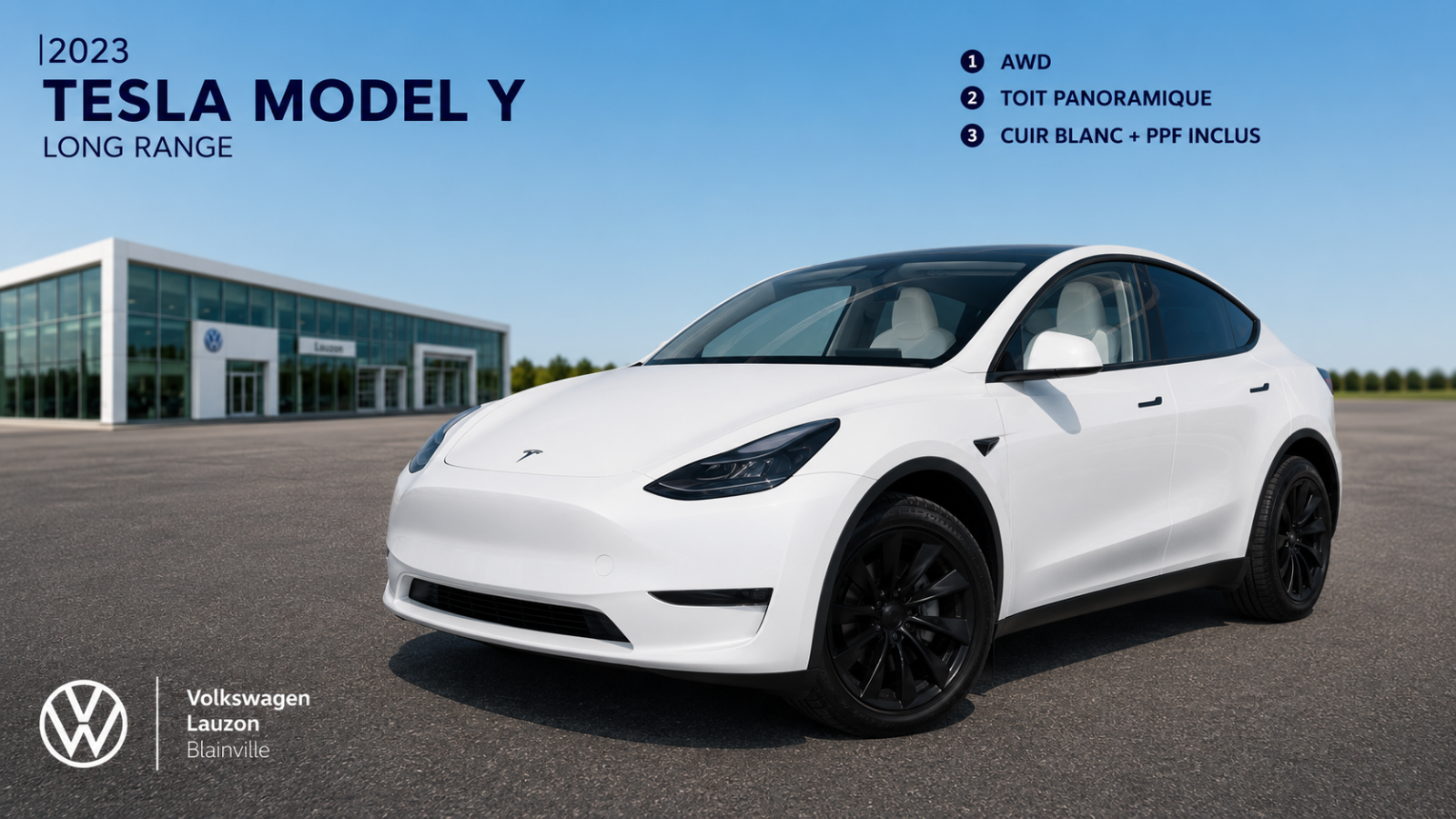 2023 Tesla Model Y LONG RANGE+CUIR BLANC+AWD