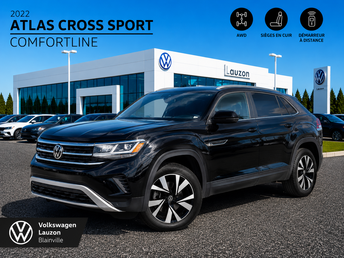2022 Volkswagen Atlas Cross Sport COMFORTLINE+AWD+CUIR+WOW
