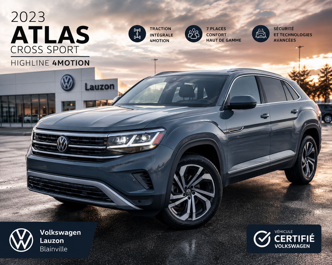2023 Volkswagen Atlas Cross Sport HIGHLINE+CUIR+TOIT+V6+WOW
