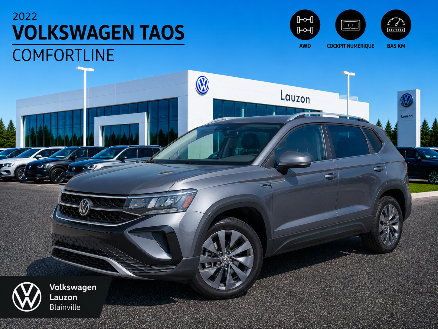 2022 Volkswagen Taos COMFORTLINE+AWD+GRIS PUR