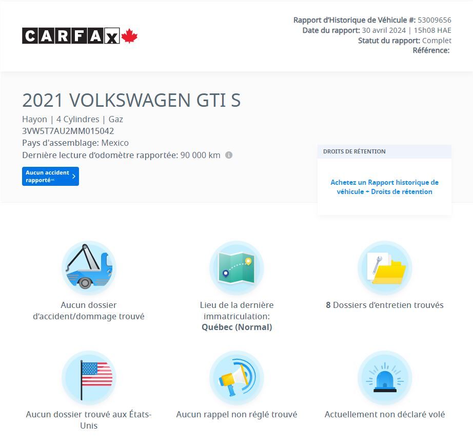 Volkswagen Golf GTI Autobahn | 228 HP | CARPLAY | TOIT | CUIR | NAV 2021 Autobahn | 228 HP | CARPLAY | TOIT | CUIR | NAV