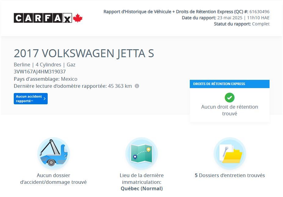 Volkswagen Jetta Trendline+ | SEULEMENT 81 771 KM! JAMAIS ACCIDENTÉ 2017 Trendline+ | SEULEMENT 81 771 KM! JAMAIS ACCIDENTÉ