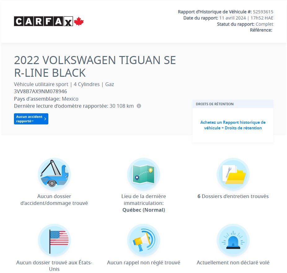 2022 Volkswagen Tiguan Comfortline R-Line Black Edition | BAS KM | TOIT Comfortline R-Line Black Edition | BAS KM | TOIT