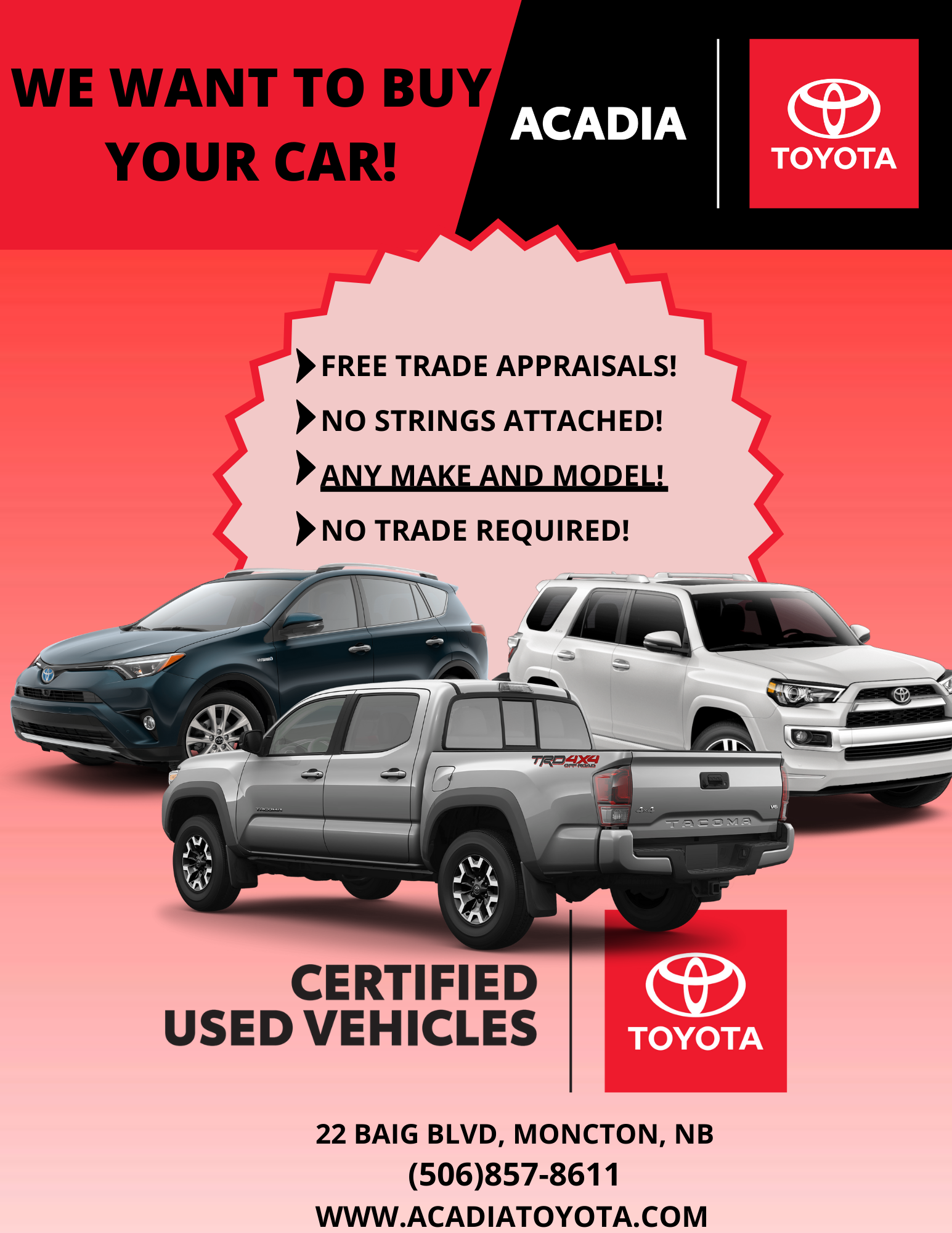 Acadia Toyota We want your car!