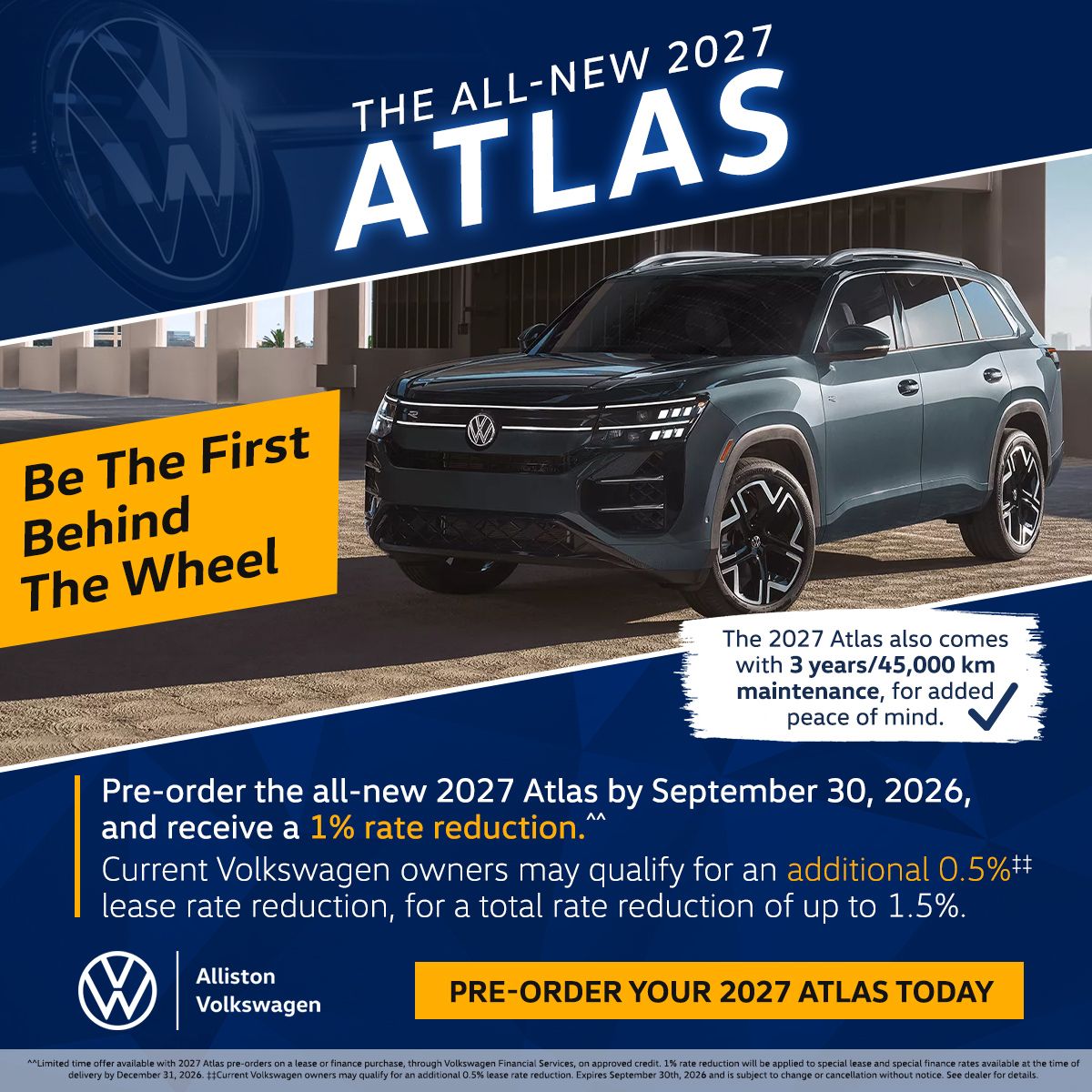 Alliston VW slide 2027 Atlas Pre-Order
