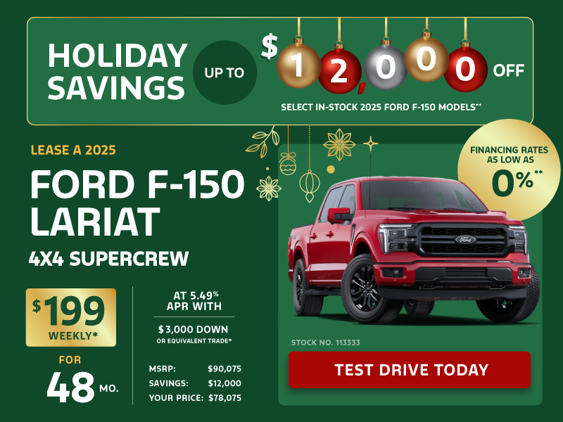 Lease a 2025 Ford F-150 Lariat 4X4 SuperCrew for $199 weekly*