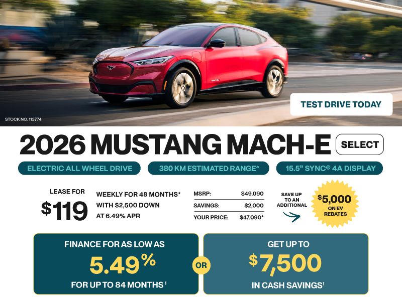 Lease a 2026 Ford Mustang Mach-E Select eAWD for $119 weekly*
