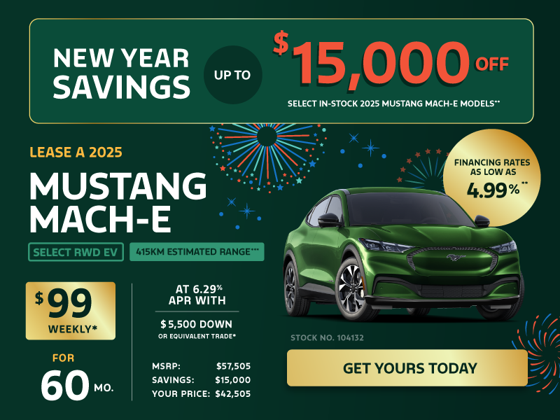 Lease a 2025 Ford Mustang Mach-E Select RWD EV for $99 weekly*