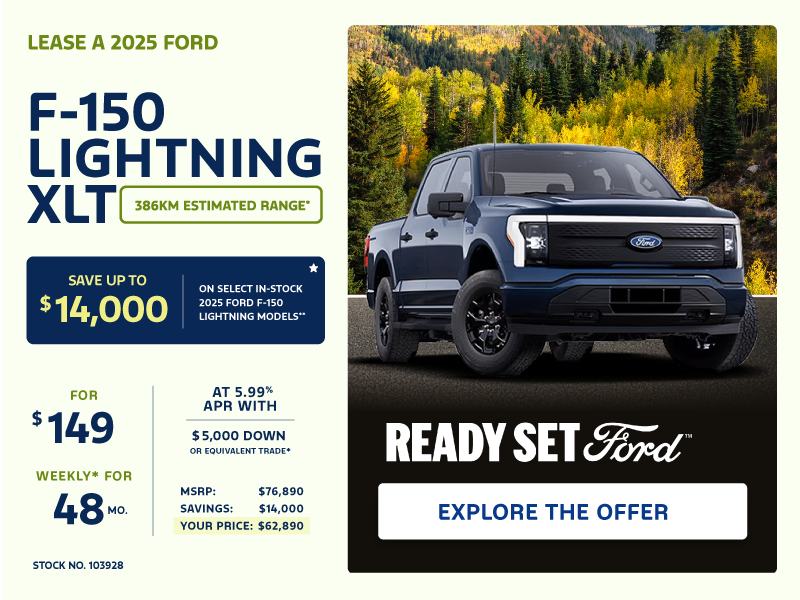 Lease a 2025 Ford F-150 Lightning XLT 4X4 SuperCrew for $149 weekly*