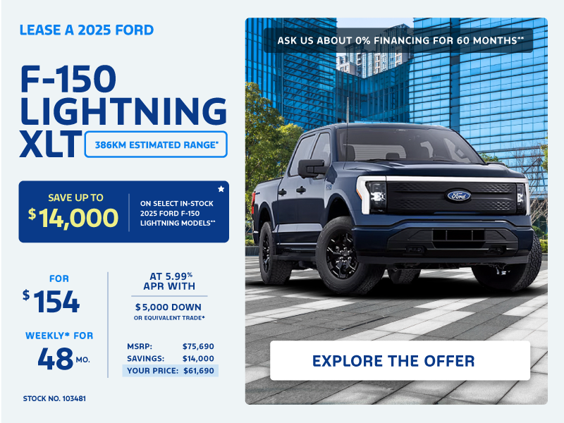 Lease a 2025 Ford F-150 Lightning XLT 4X4 SuperCrew for $154 weekly*