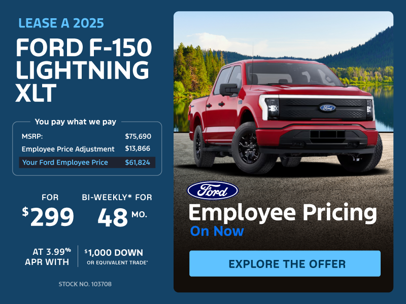 Lease a 2025 Ford F-150 Lightning XLT 4X4 SuperCrew for $299 bi-weekly*