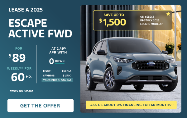 Lease a 2025 Ford Escape Active FWD for $89 weekly*