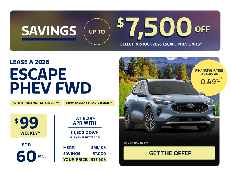 Lease a 2026 Ford Escape PHEV FWD for $99 weekly*