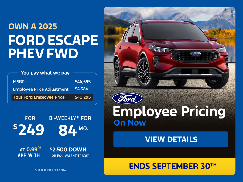 Own a 2025 Ford Escape PHEV FWD for $249 bi-weekly*