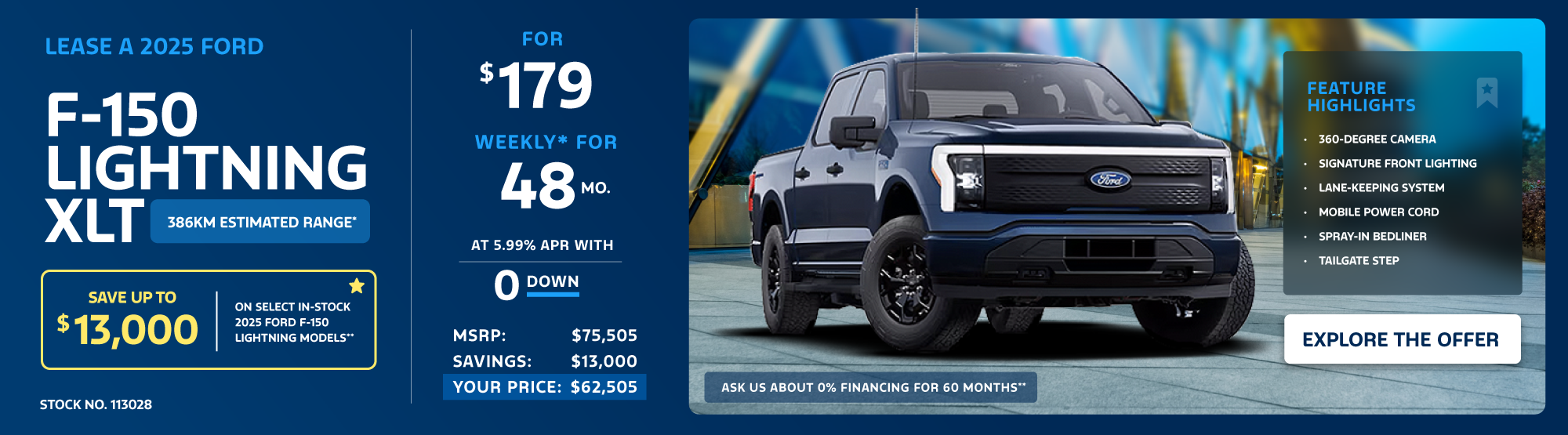 Lease a 2025 Ford F-150 Lightning XLT 4X4 SuperCrew for $179 weekly*
