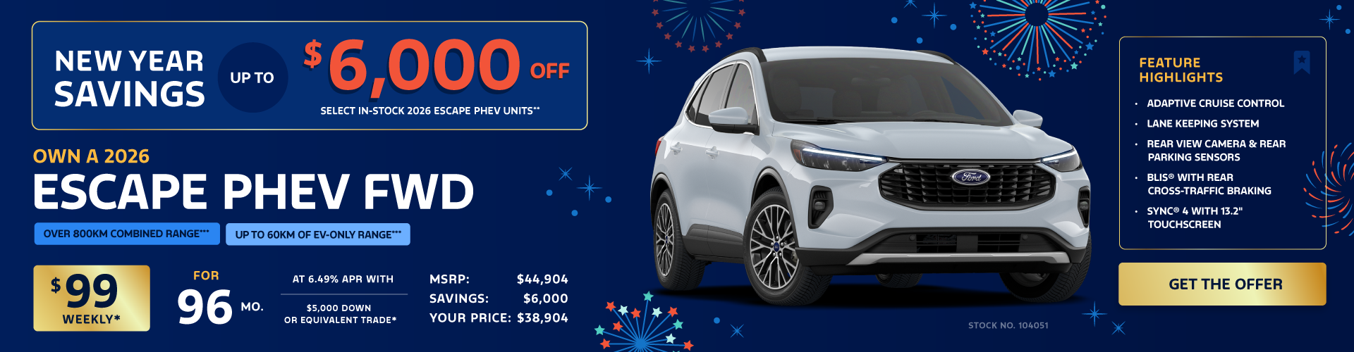 Own a 2026 Ford Escape PHEV FWD for $99 weekly*