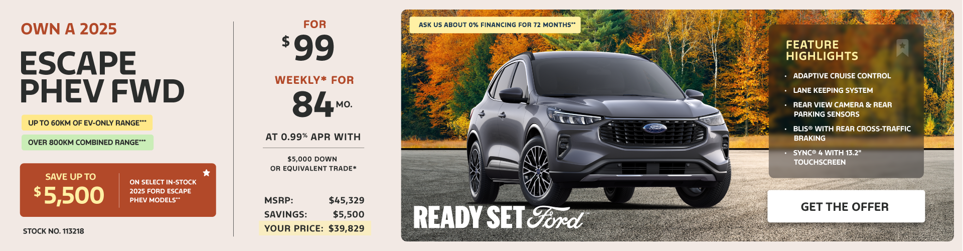 Own a 2025 Ford Escape PHEV FWD for $99 weekly*