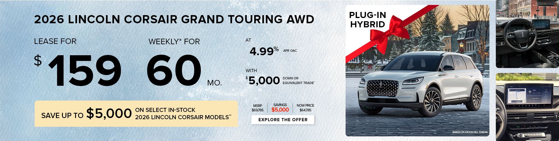 Lease a 2026 Lincoln Corsair Grand Touring AWD for $159 weekly*