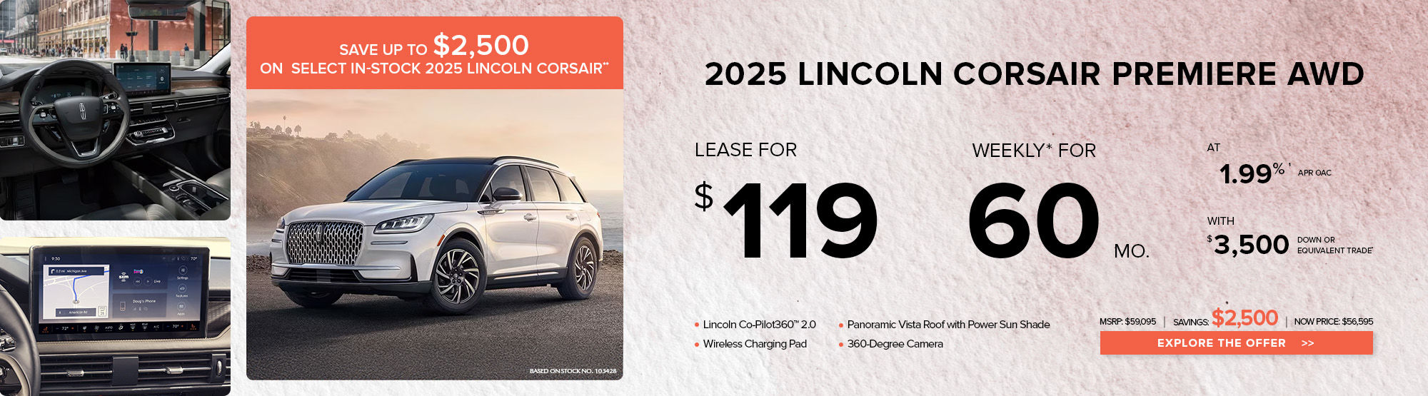 Lease a 2025 Lincoln Corsair Premiere AWD for $119 weekly*