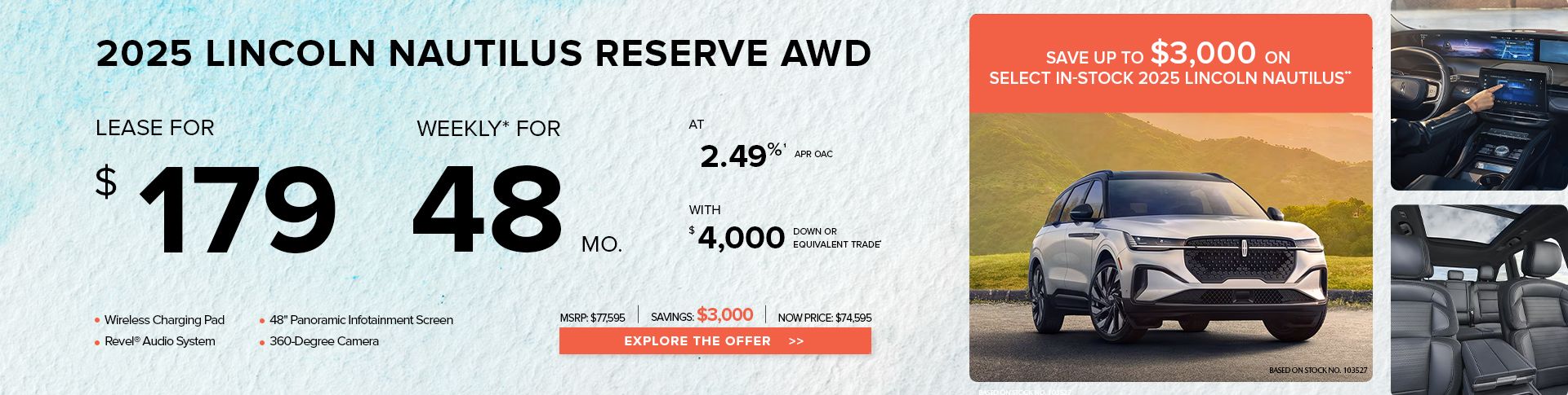 Lease a 2025 Lincoln Nautilus Reserve AWD for $179 weekly*