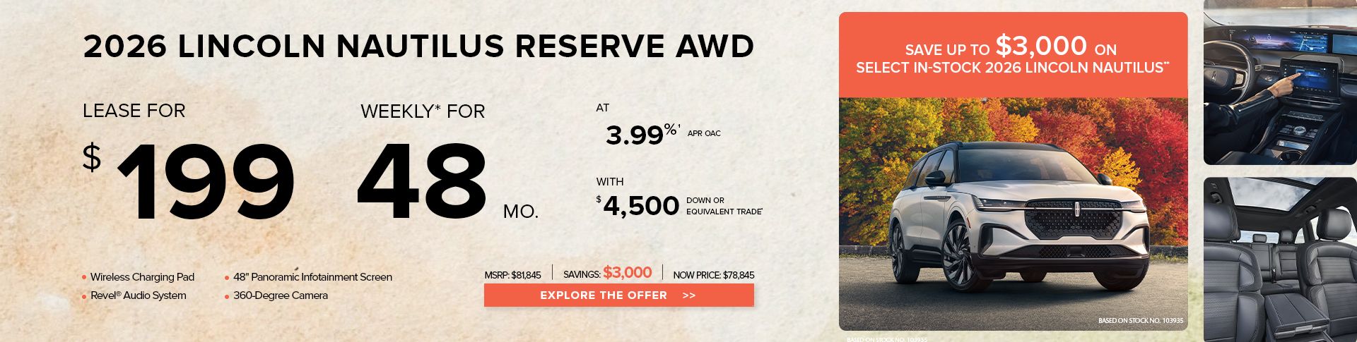 Lease a 2026 Lincoln Nautilus Reserve AWD for $199 weekly*