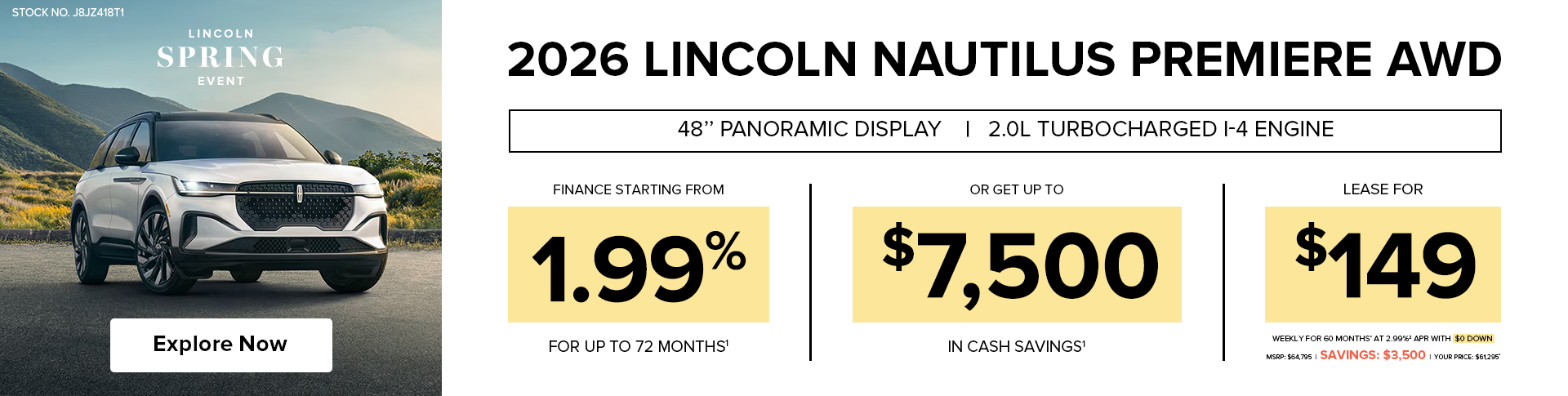 Lease a 2026 Lincoln Nautilus Premiere AWD for $149 weekly*