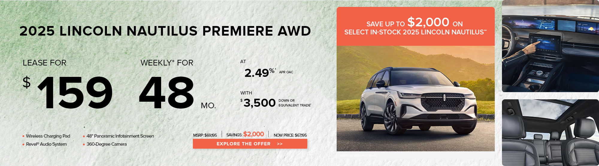 Lease a 2025 Lincoln Nautilus Premiere AWD for $159 weekly*