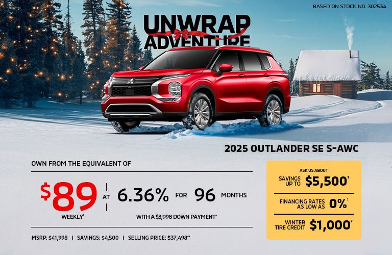 Own a 2025 Mitsubishi Outlander SE S-AWC for as low as $89 weekly*
